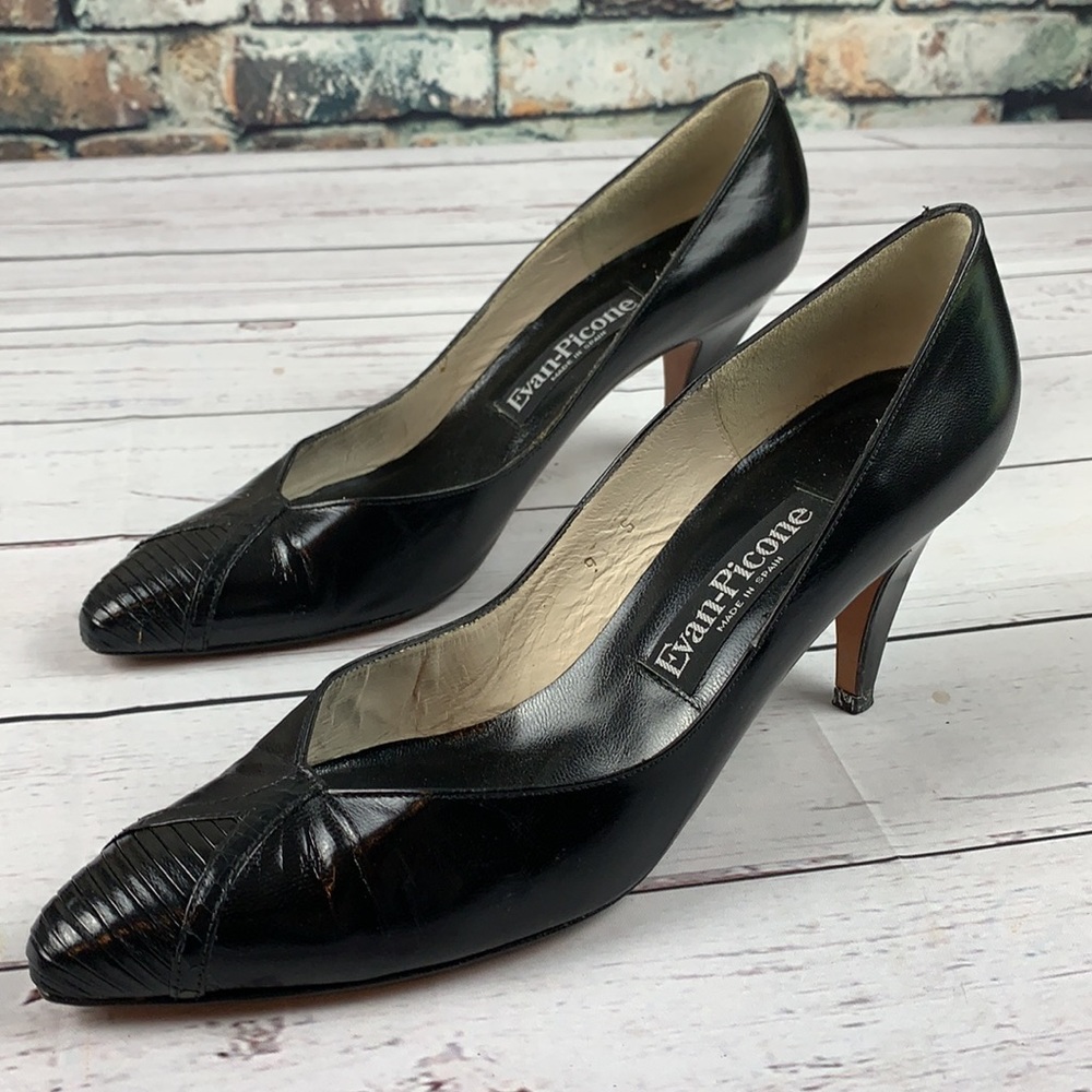 Evan Picone black heels size 9 S - Picture 2 of 10